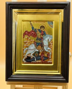 Икона » Георгий Победоносец. Чудо о змие» в киоте Образец 25 Кисловодск